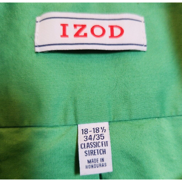 Izod 18-18.5 34/35 $50 Green Classic-Fit Stretch‎ Button Down Shirt - Picture 6 of 9